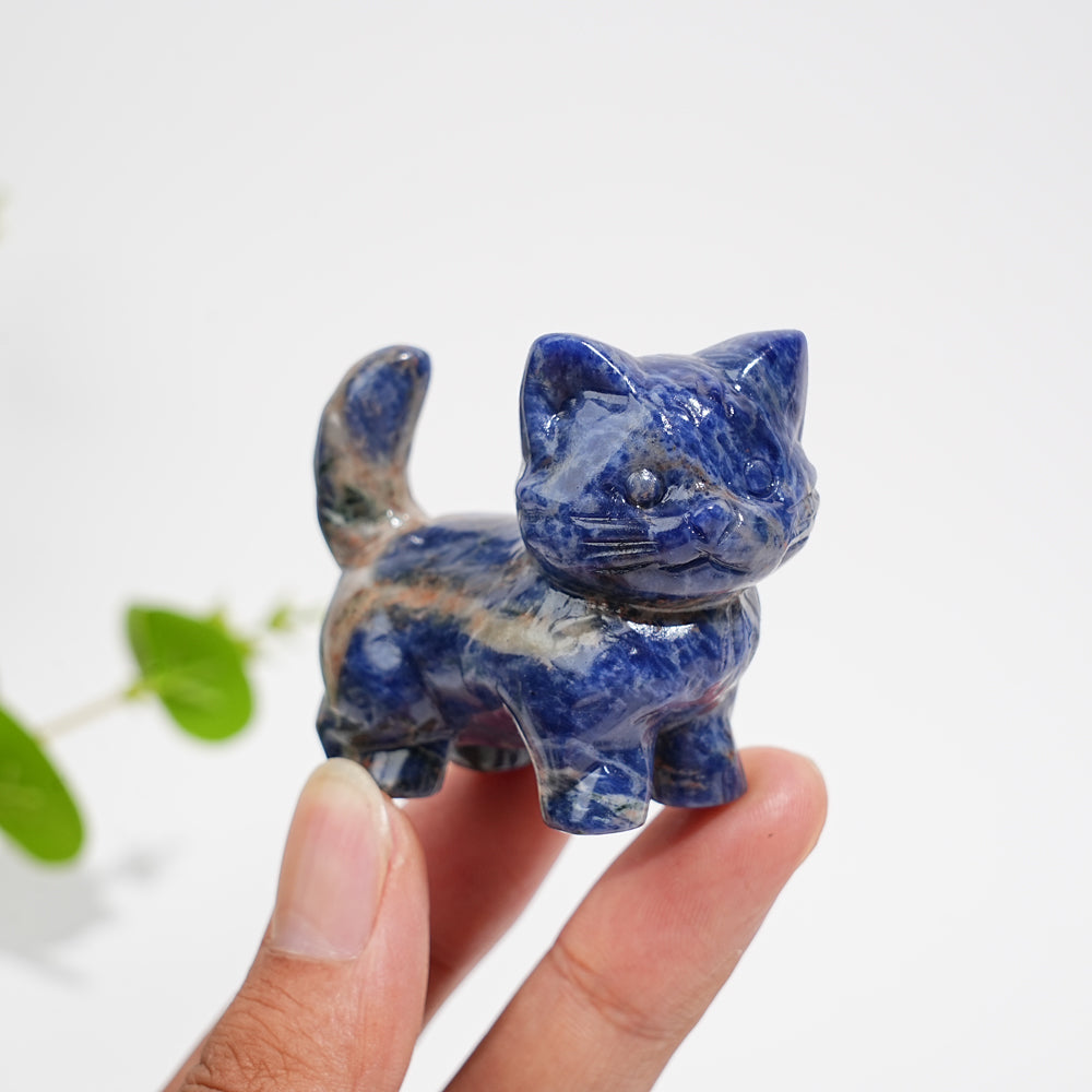 Natural Crystal Cat Carving With Raised Tail