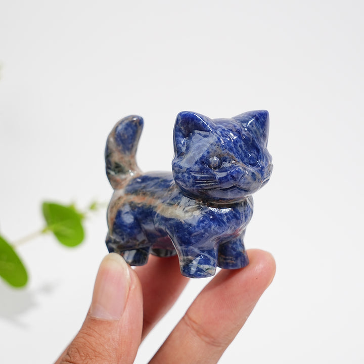 Natural Crystal Cat Carving With Raised Tail