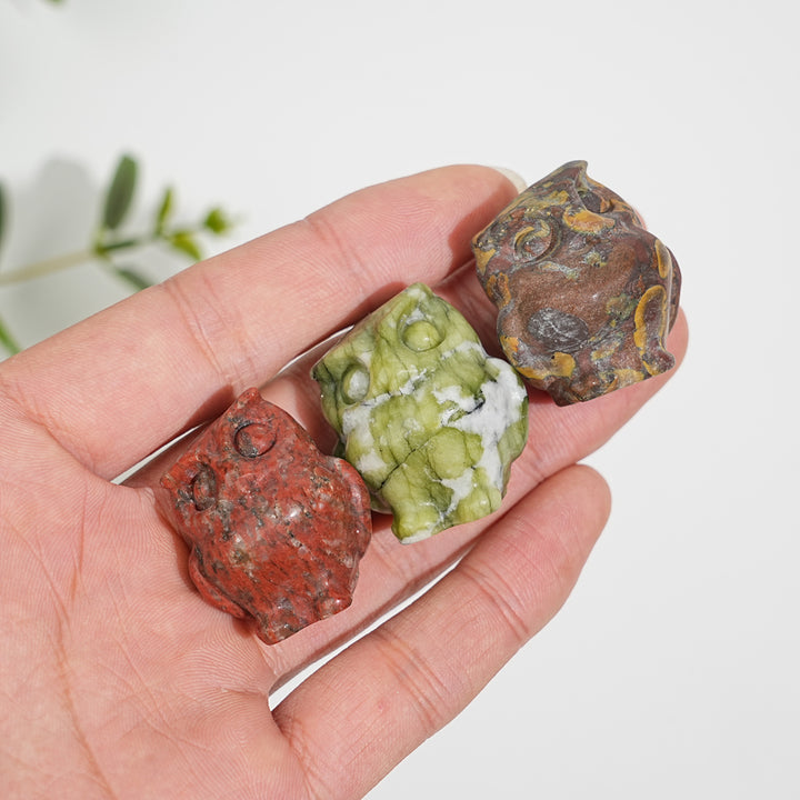 Natural Crystal Carving Mini Cute Chubby Owl