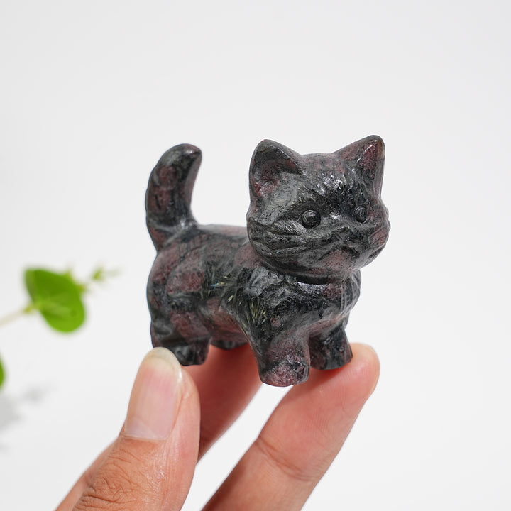 Natural Crystal Cat Carving With Raised Tail