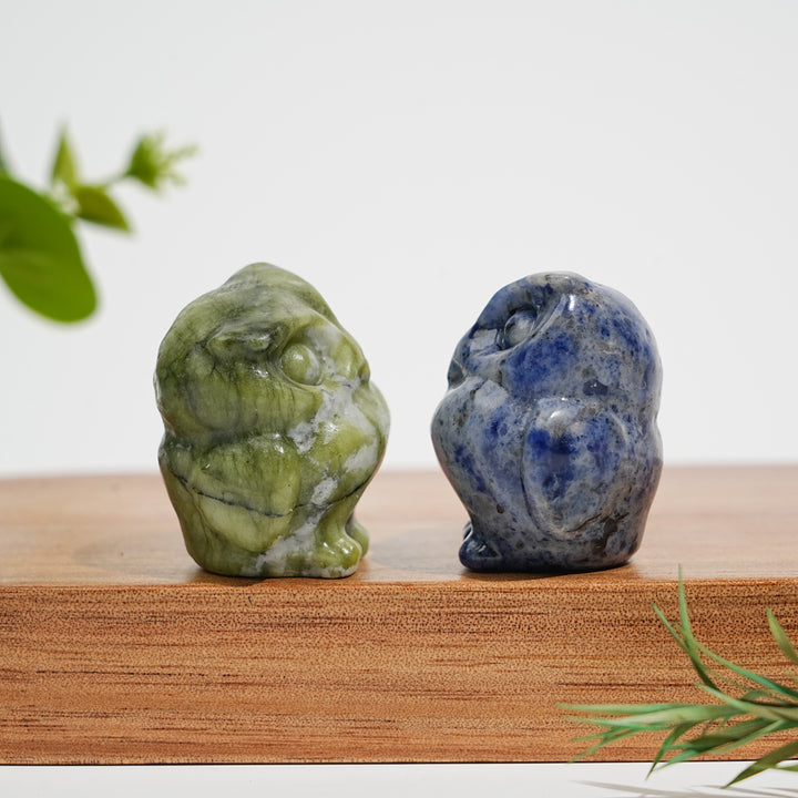 Natural Crystal Carving Mini Cute Chubby Owl