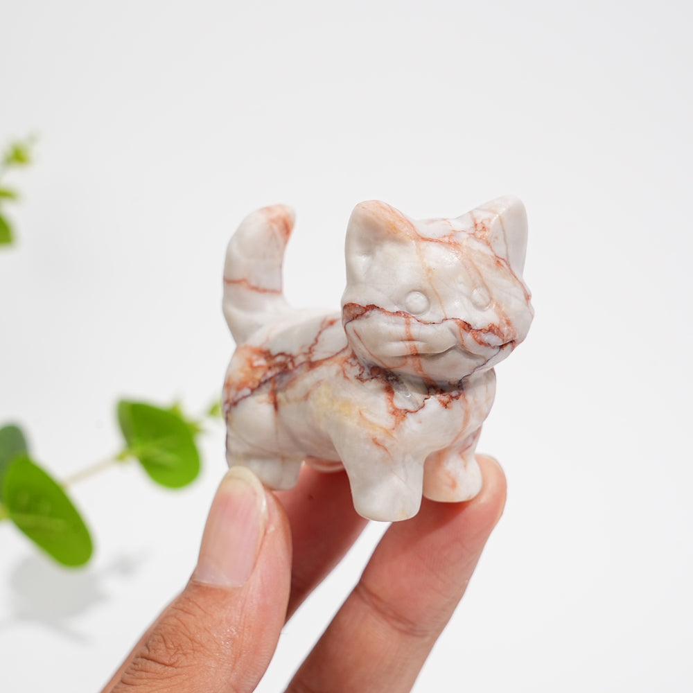 Natural Crystal Cat Carving With Raised Tail