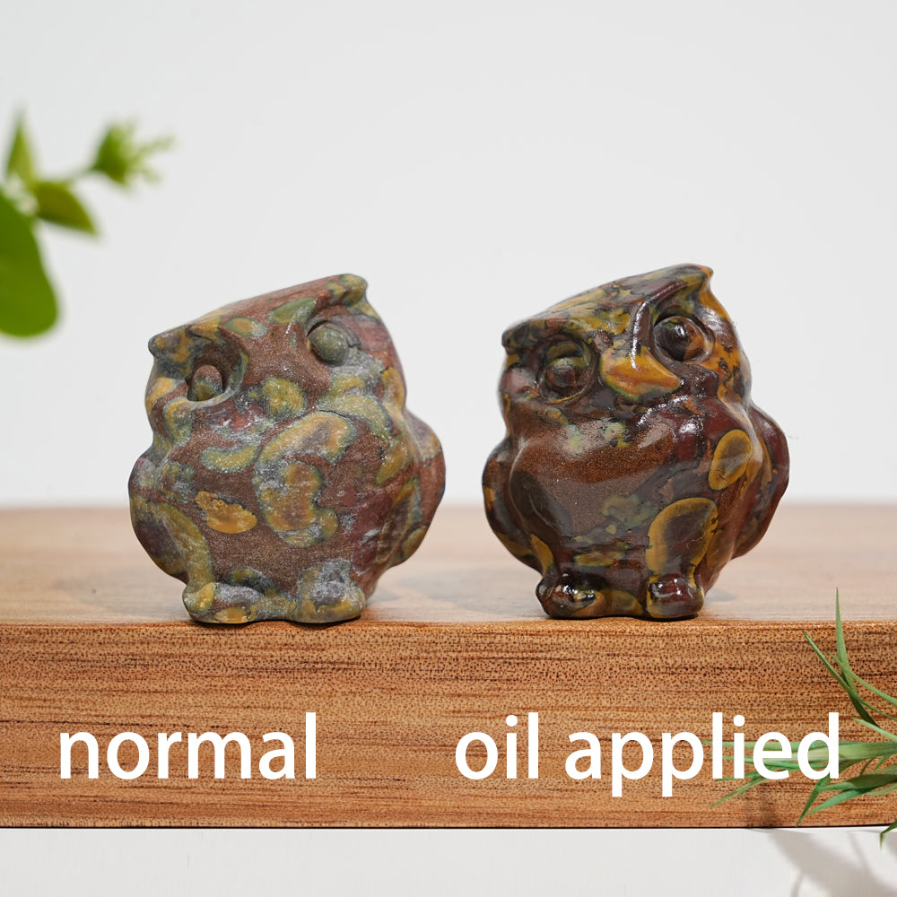 Natural Crystal Carving Mini Cute Chubby Owl
