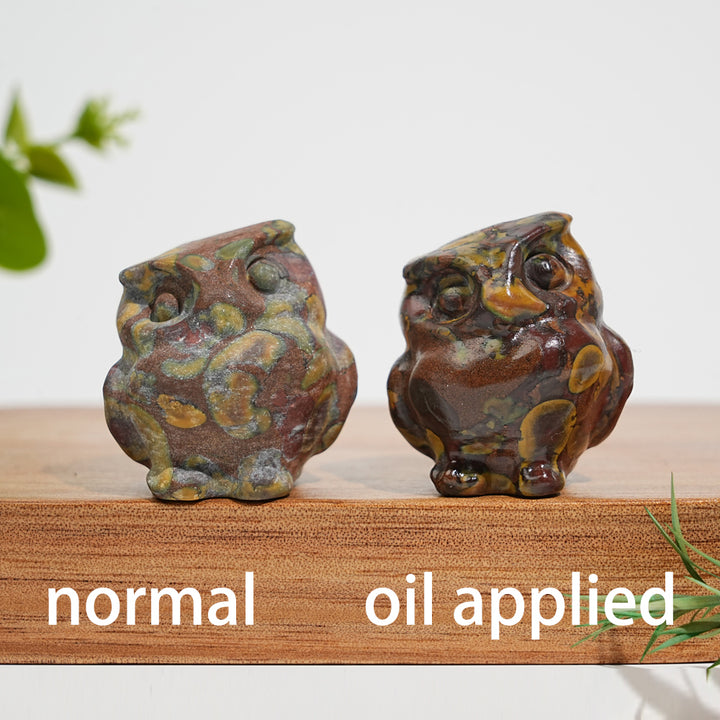 Natural Crystal Carving Mini Cute Chubby Owl