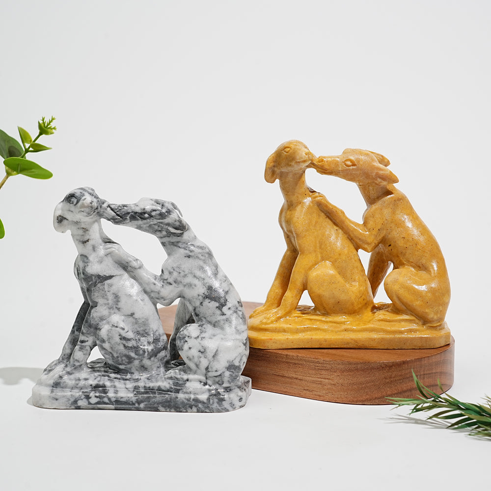 A Slightly Imperfect Natural Crystal Carving Greyhounds
