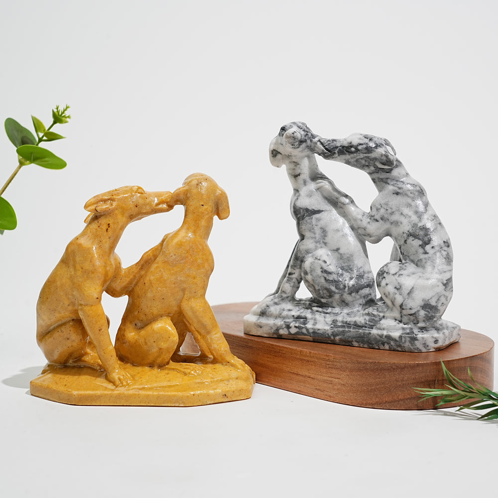A Slightly Imperfect Natural Crystal Carving Greyhounds
