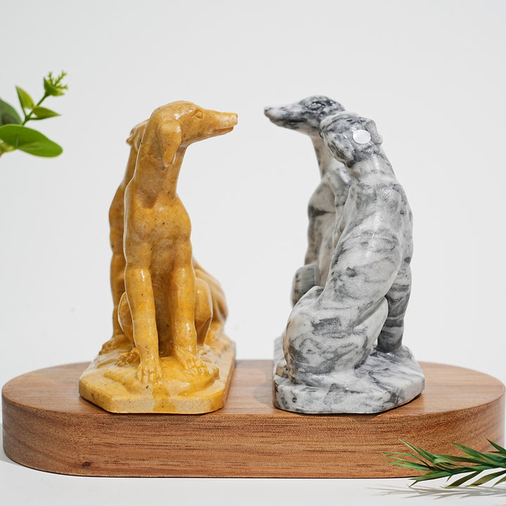 A Slightly Imperfect Natural Crystal Carving Greyhounds