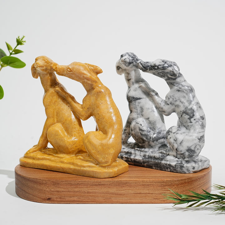 A Slightly Imperfect Natural Crystal Carving Greyhounds