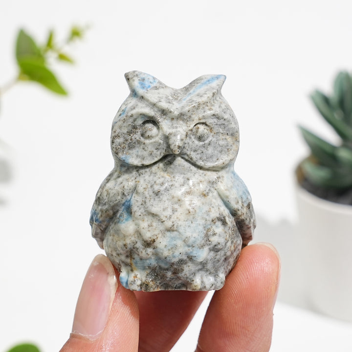 Natural Green And Blue Sodalite With Pyrite Owl