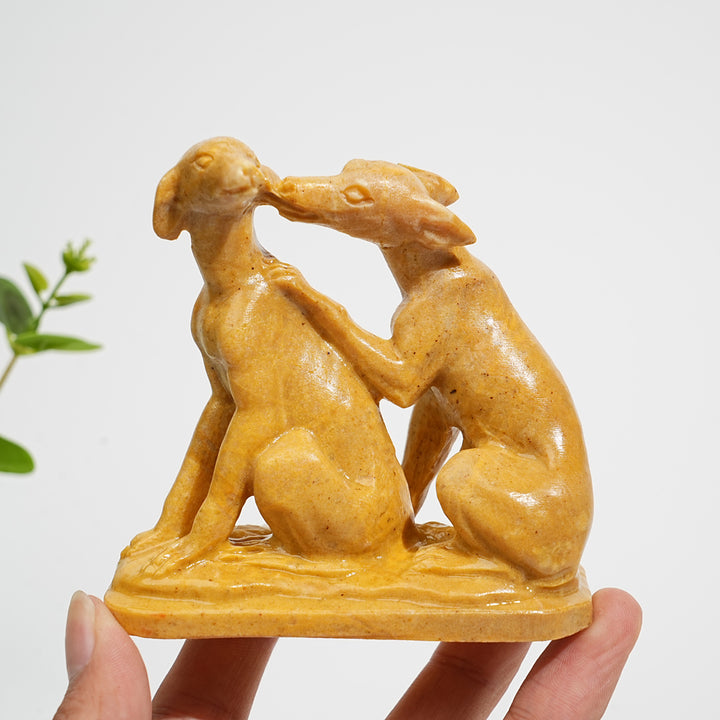 A Slightly Imperfect Natural Crystal Carving Greyhounds