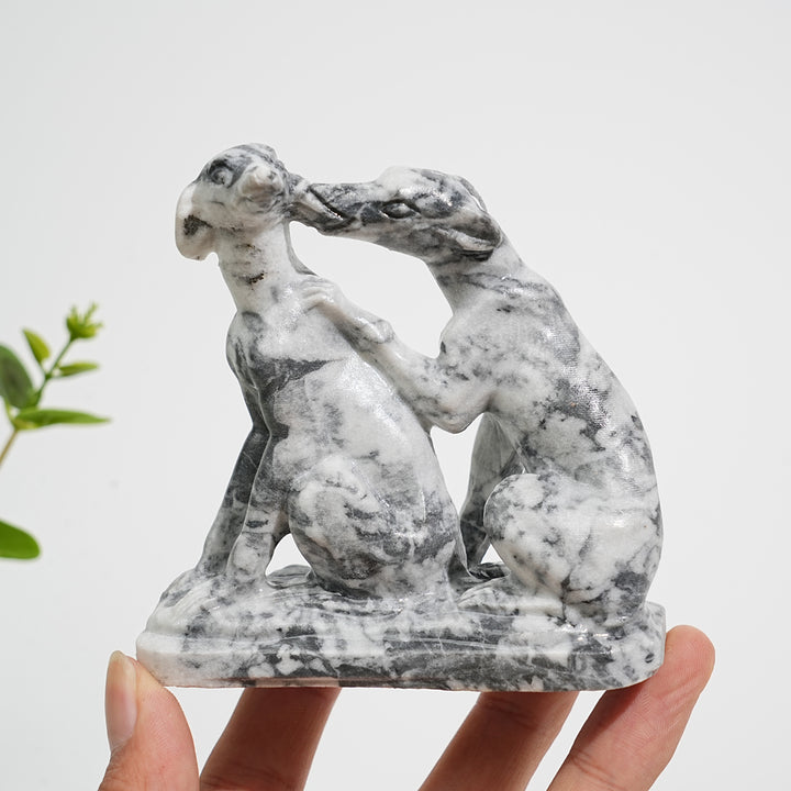 A Slightly Imperfect Natural Crystal Carving Greyhounds