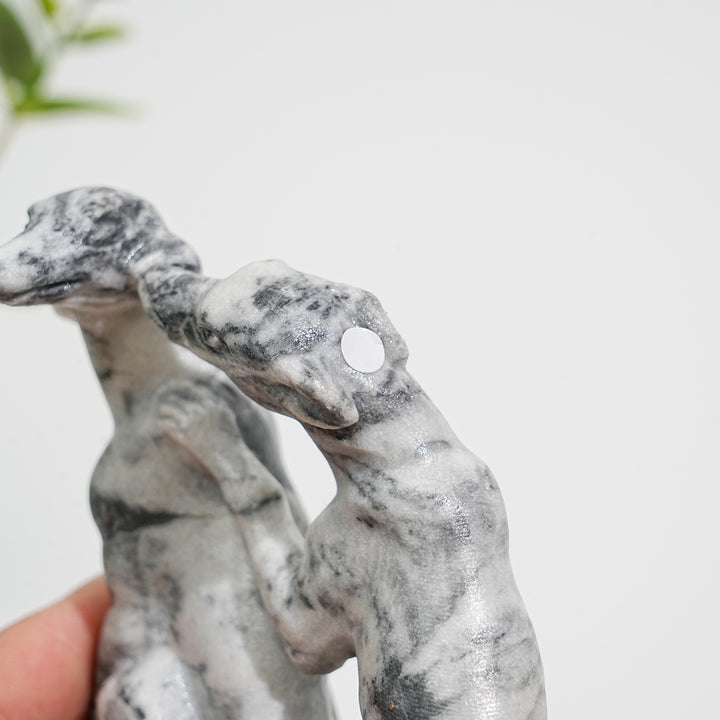 A Slightly Imperfect Natural Crystal Carving Greyhounds