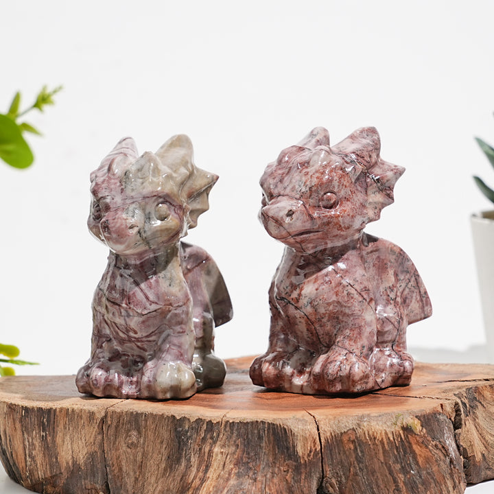 Natural Picture Jasper Crystal Baby Dragon Carving