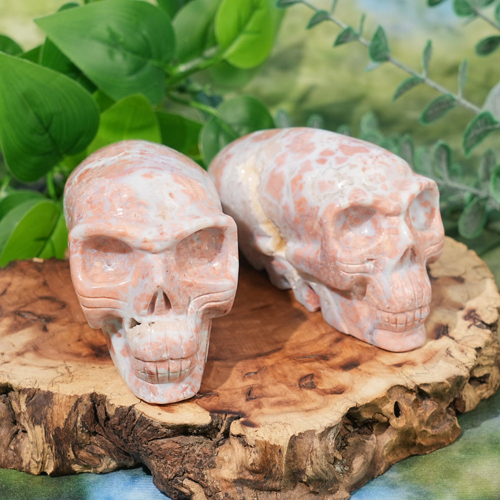Unique,Natural Pink Agate Skull