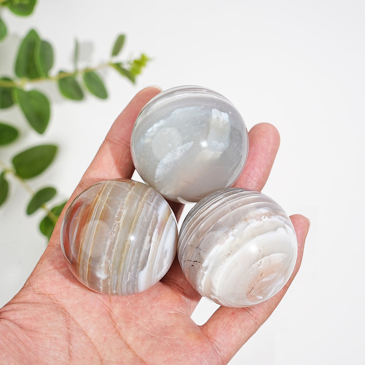 Natural Crystal Banded Agate Sphere