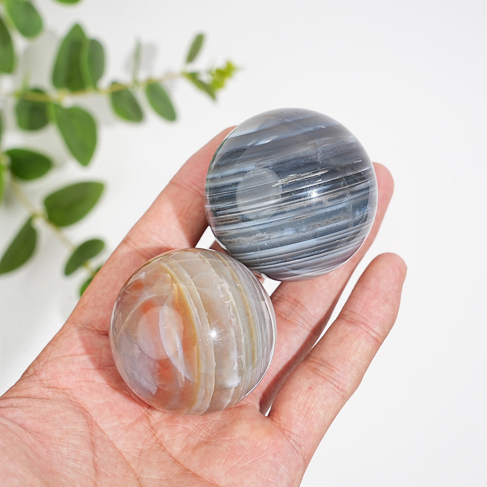 Natural Crystal Banded Agate Sphere