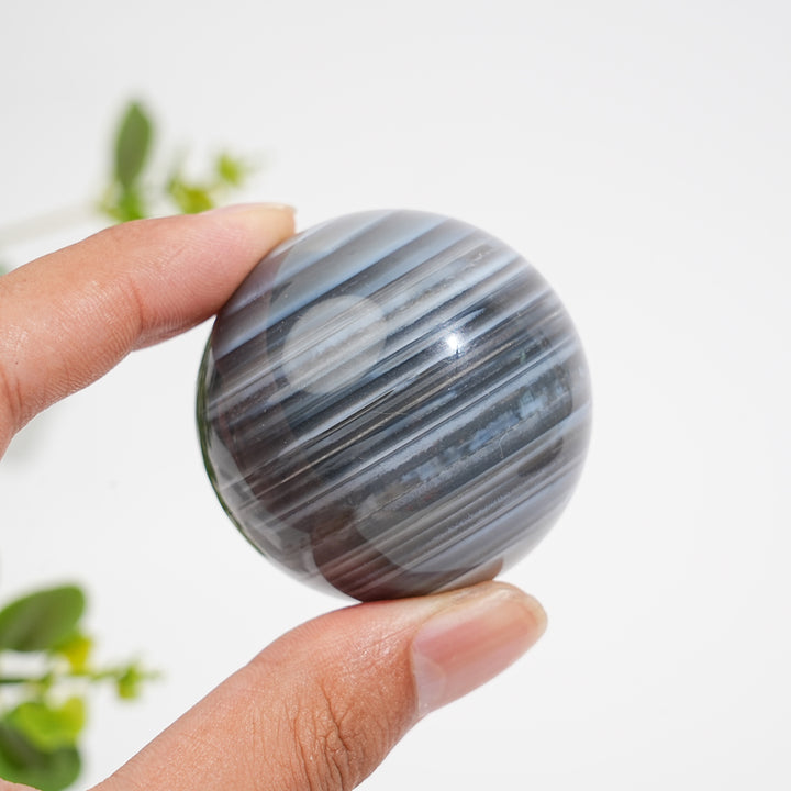 Natural Crystal Banded Agate Sphere