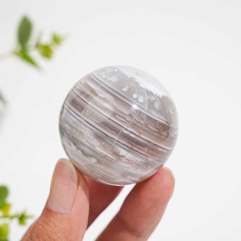Natural Crystal Banded Agate Sphere