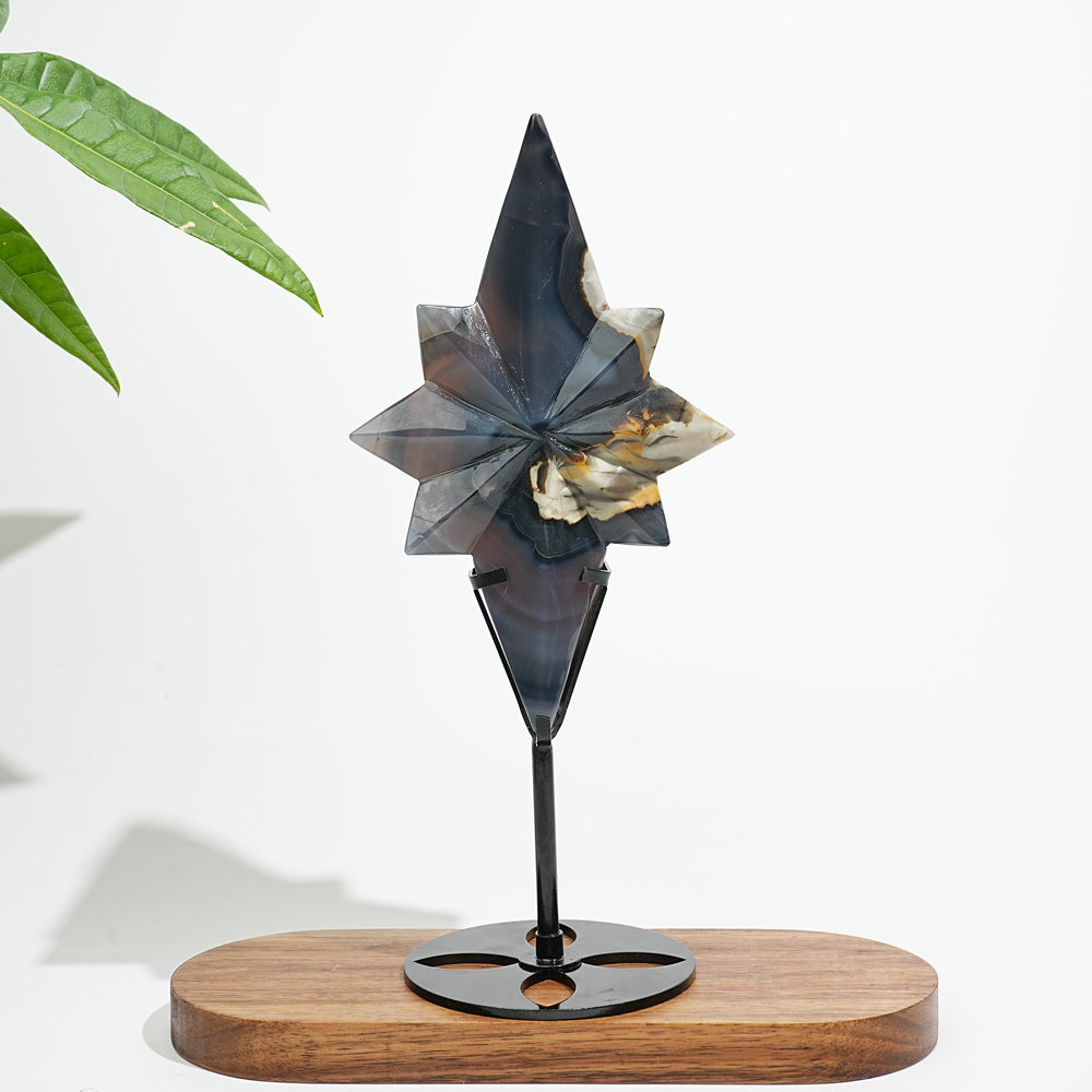 Unique,A Slightly Imperfect Natural Crystal Volcanic Agate North Star