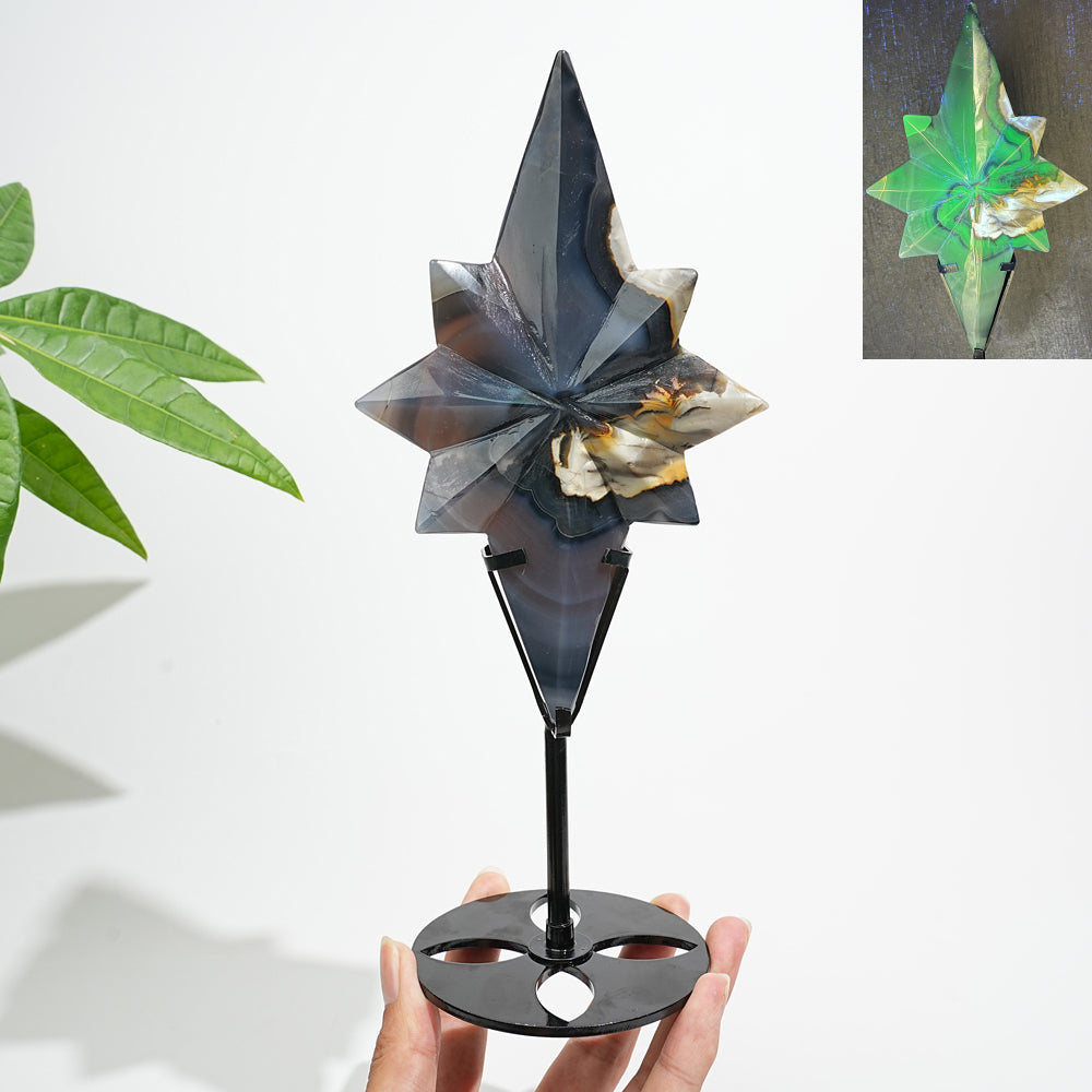 Unique,A Slightly Imperfect Natural Crystal Volcanic Agate North Star