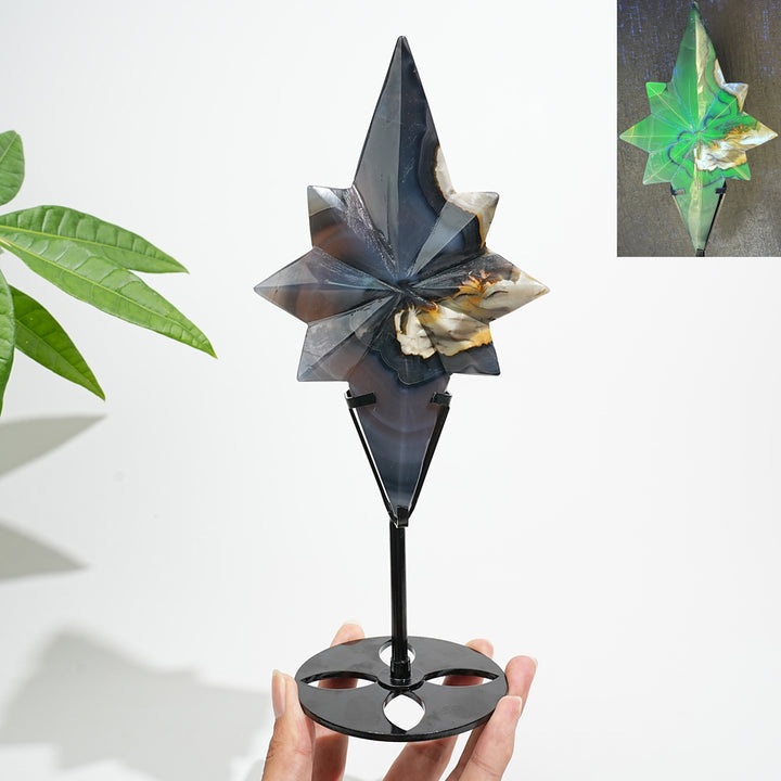 Unique,A Slightly Imperfect Natural Crystal Volcanic Agate North Star