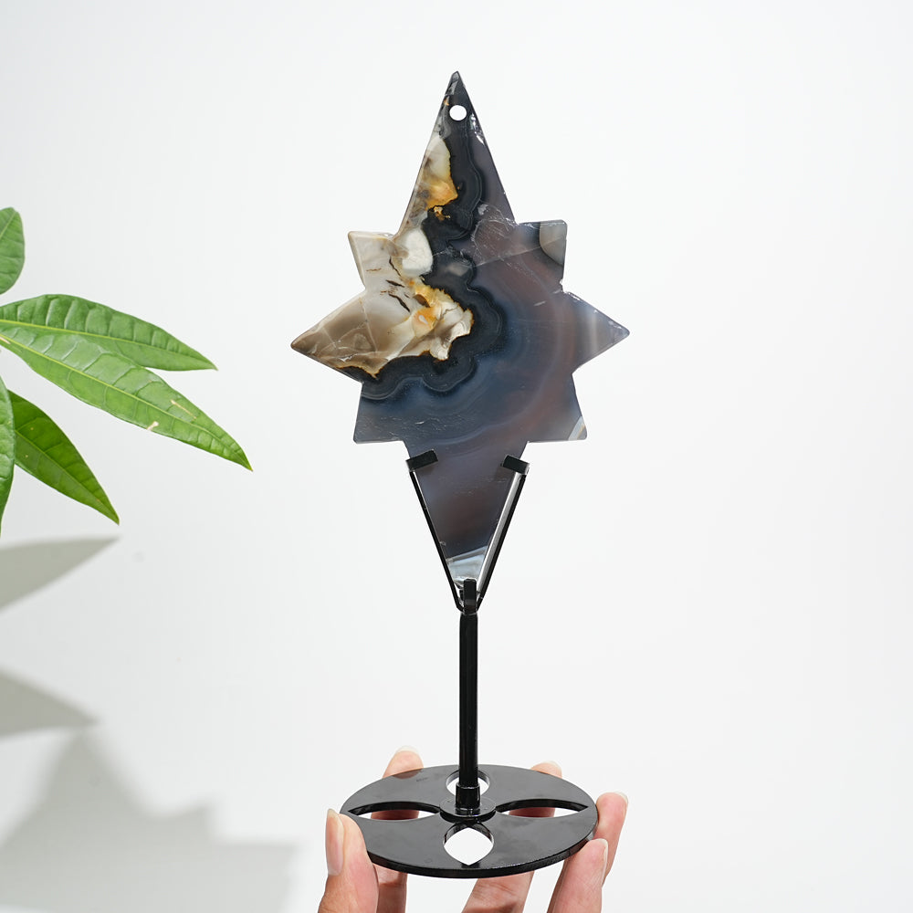 Unique,A Slightly Imperfect Natural Crystal Volcanic Agate North Star