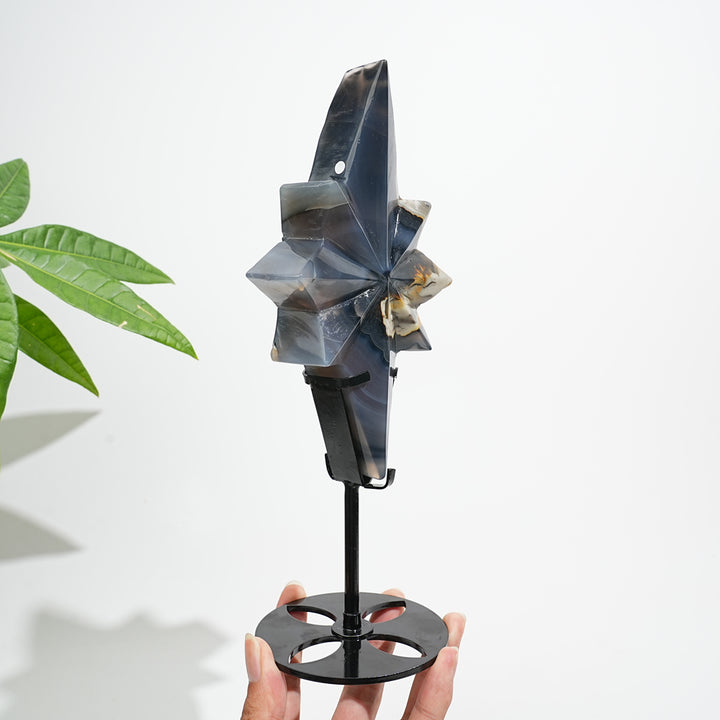 Unique,A Slightly Imperfect Natural Crystal Volcanic Agate North Star
