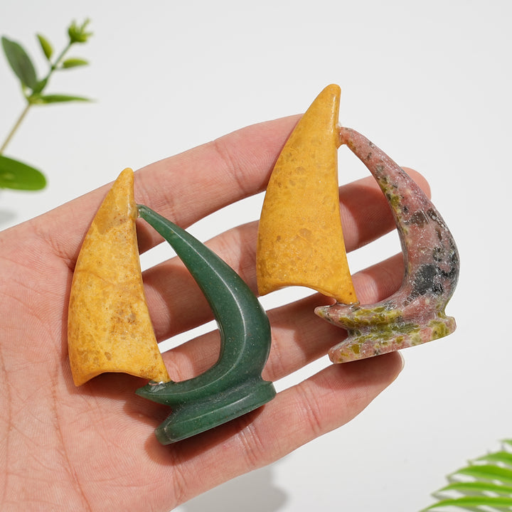 Natural Crystal Carving Exquisite Sailboat