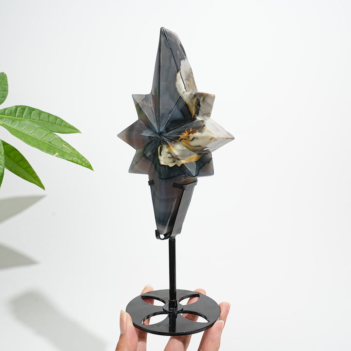 Unique,A Slightly Imperfect Natural Crystal Volcanic Agate North Star