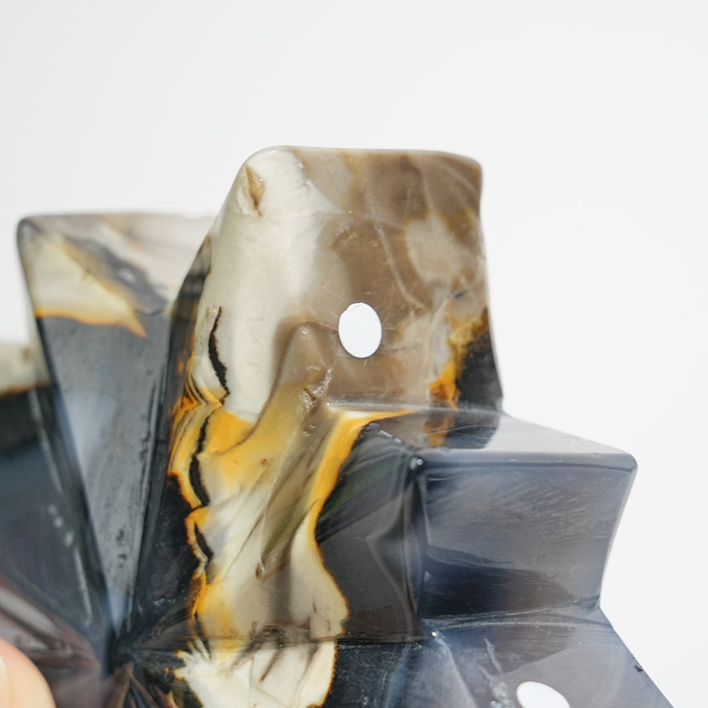 Unique,A Slightly Imperfect Natural Crystal Volcanic Agate North Star