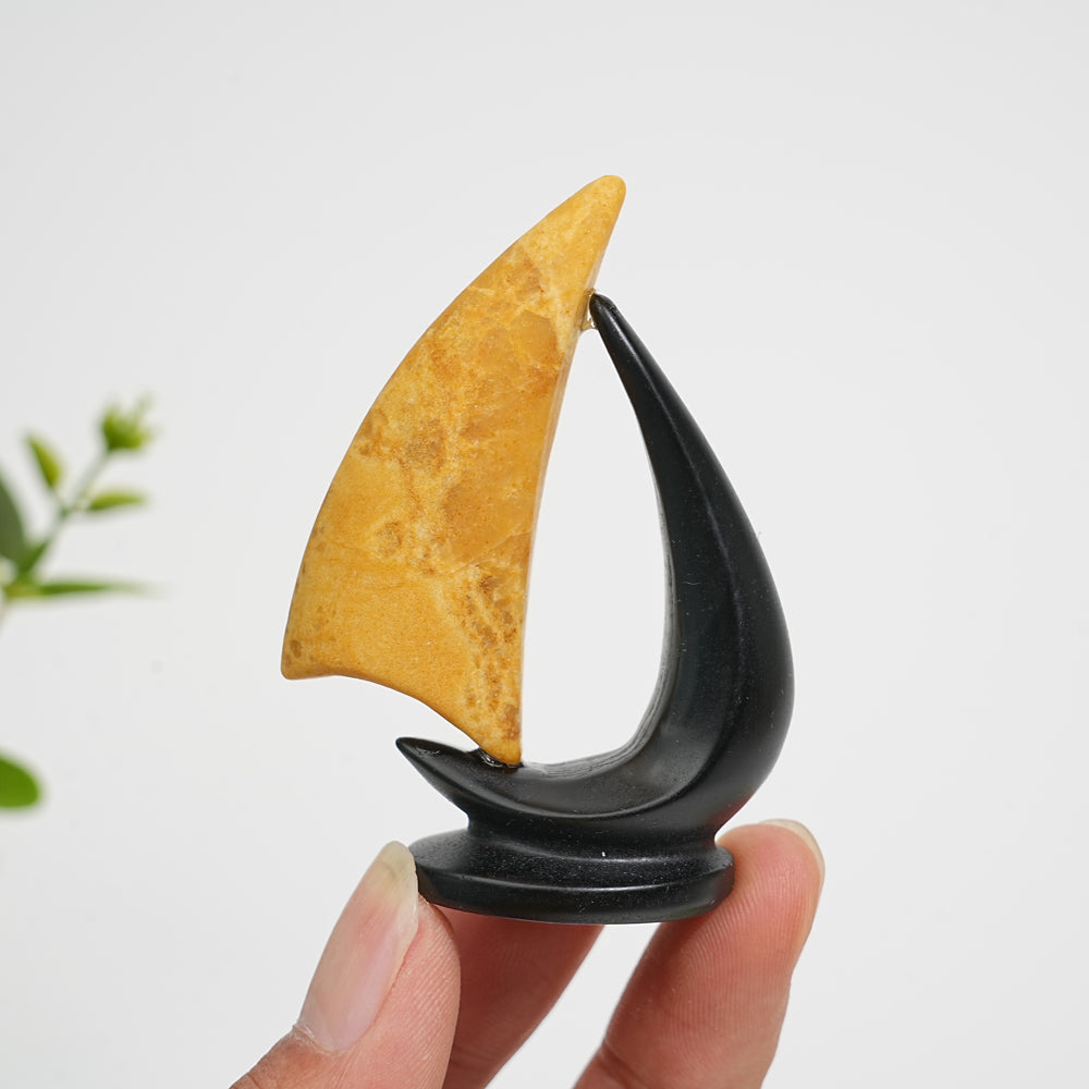 Natural Crystal Carving Exquisite Sailboat