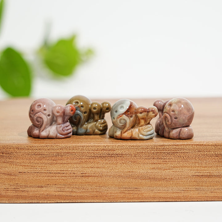 Natural Crystal Mini Alashan Agate Snail Carving
