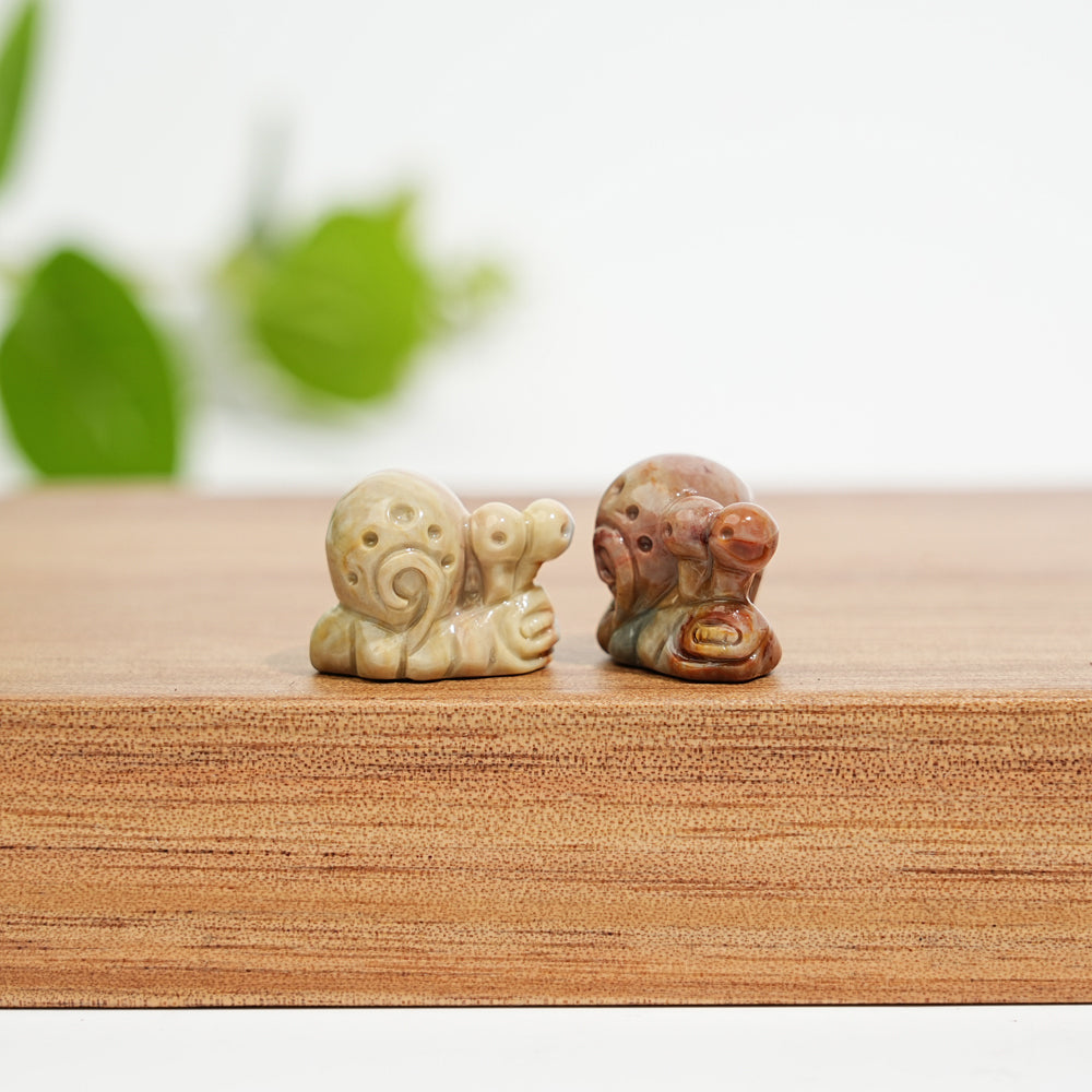 Natural Crystal Mini Alashan Agate Snail Carving
