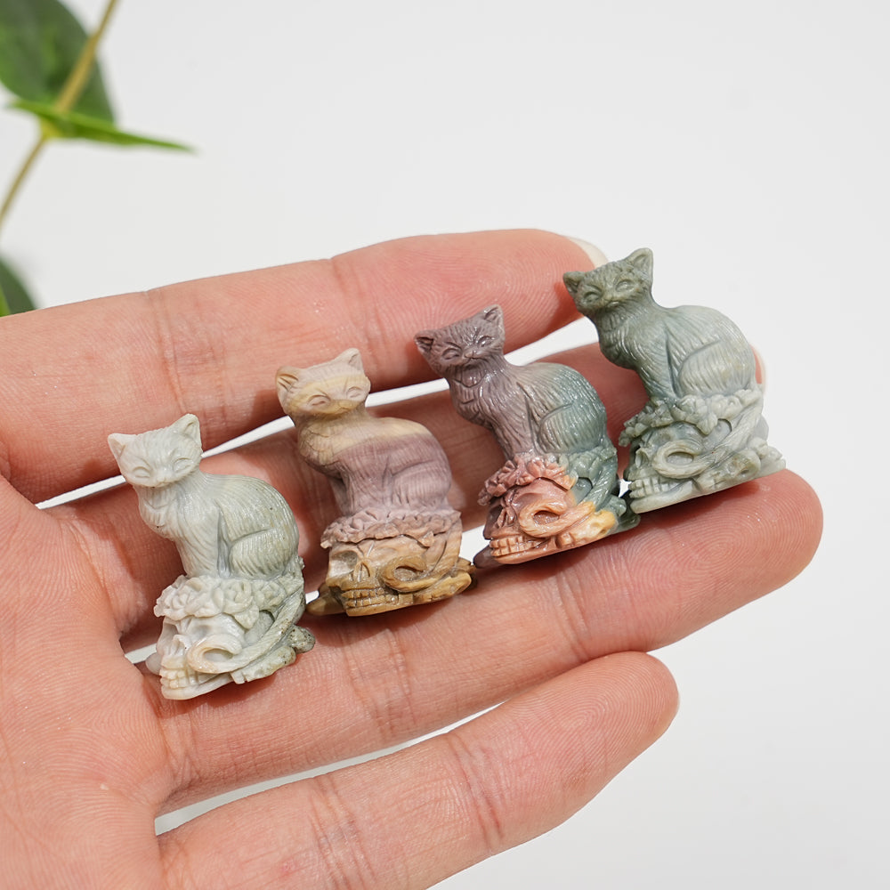 Natural Crystal Alashan Agate Cat On Skull