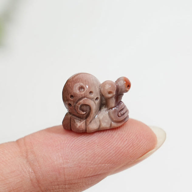 Natural Crystal Mini Alashan Agate Snail Carving