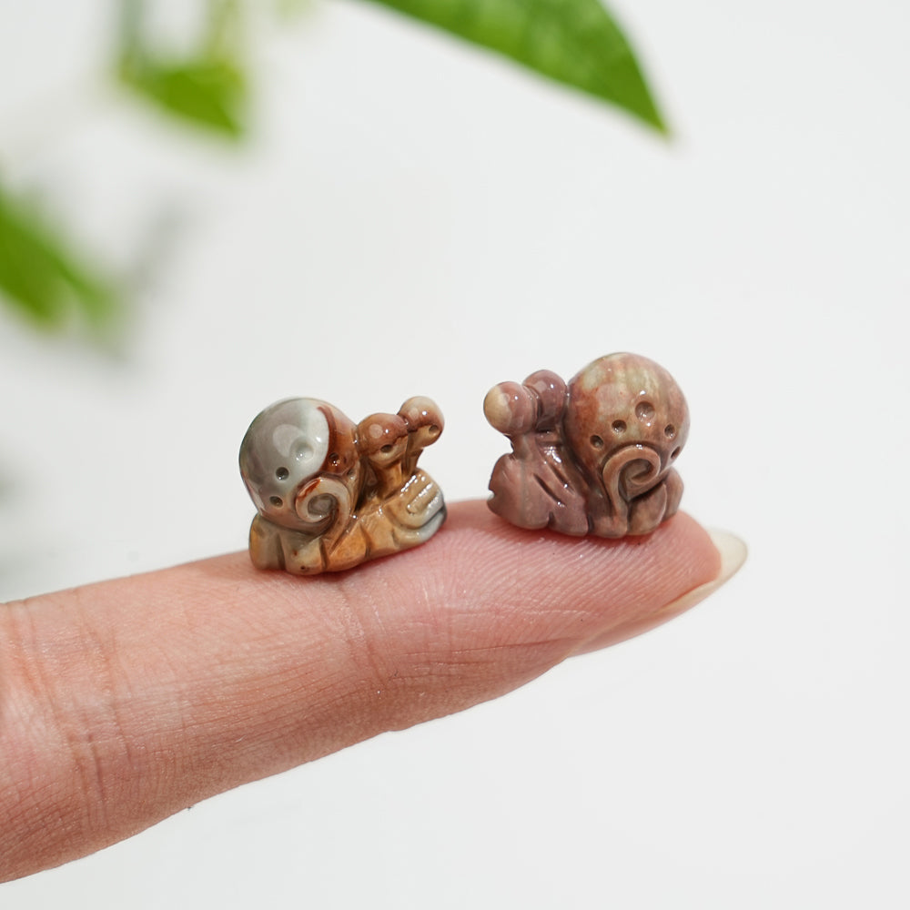 Natural Crystal Mini Alashan Agate Snail Carving