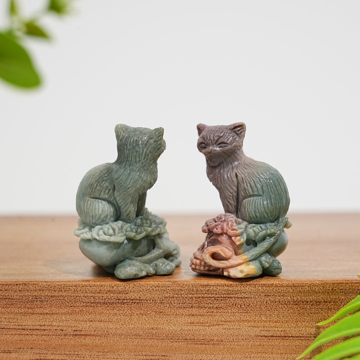 Natural Crystal Alashan Agate Cat On Skull