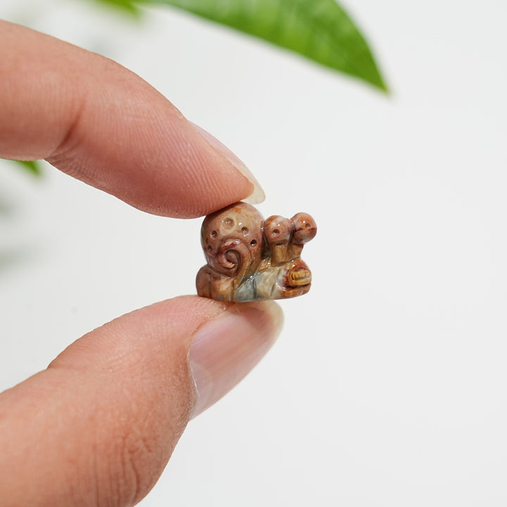Natural Crystal Mini Alashan Agate Snail Carving