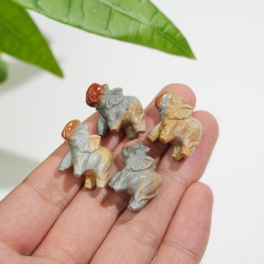 Natural Crystal Mini Alashan Agate Elephant Carving