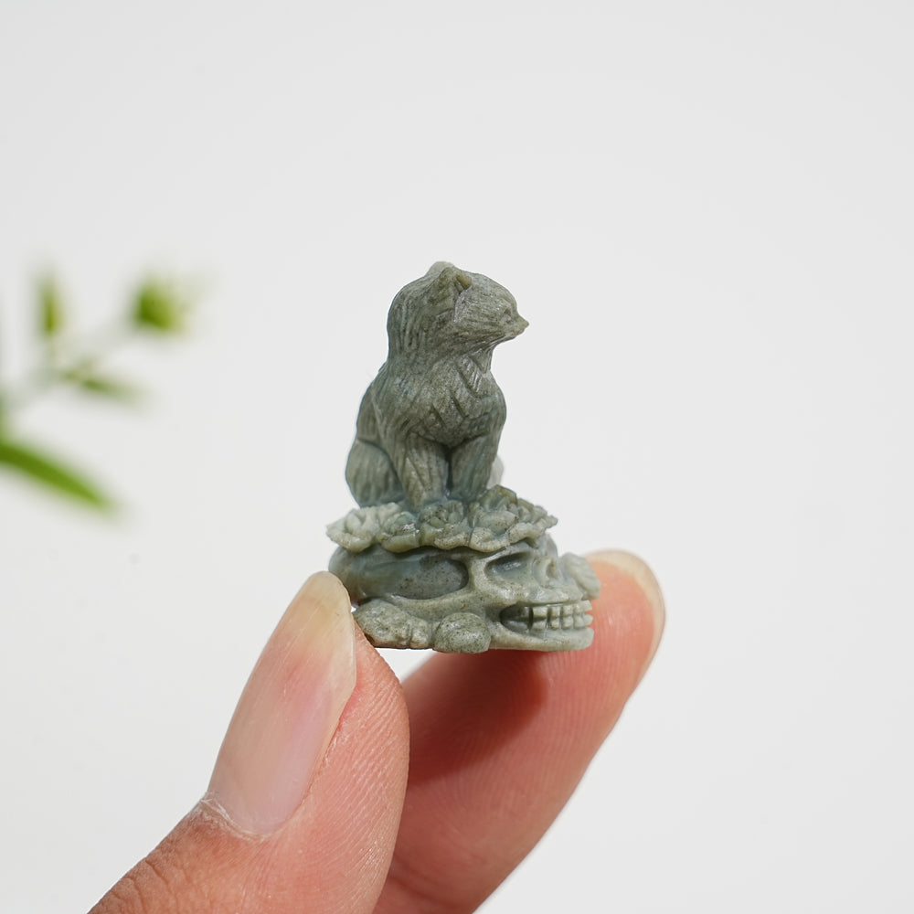 Natural Crystal Alashan Agate Cat On Skull