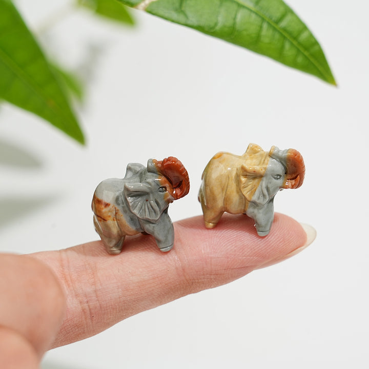 Natural Crystal Mini Alashan Agate Elephant Carving