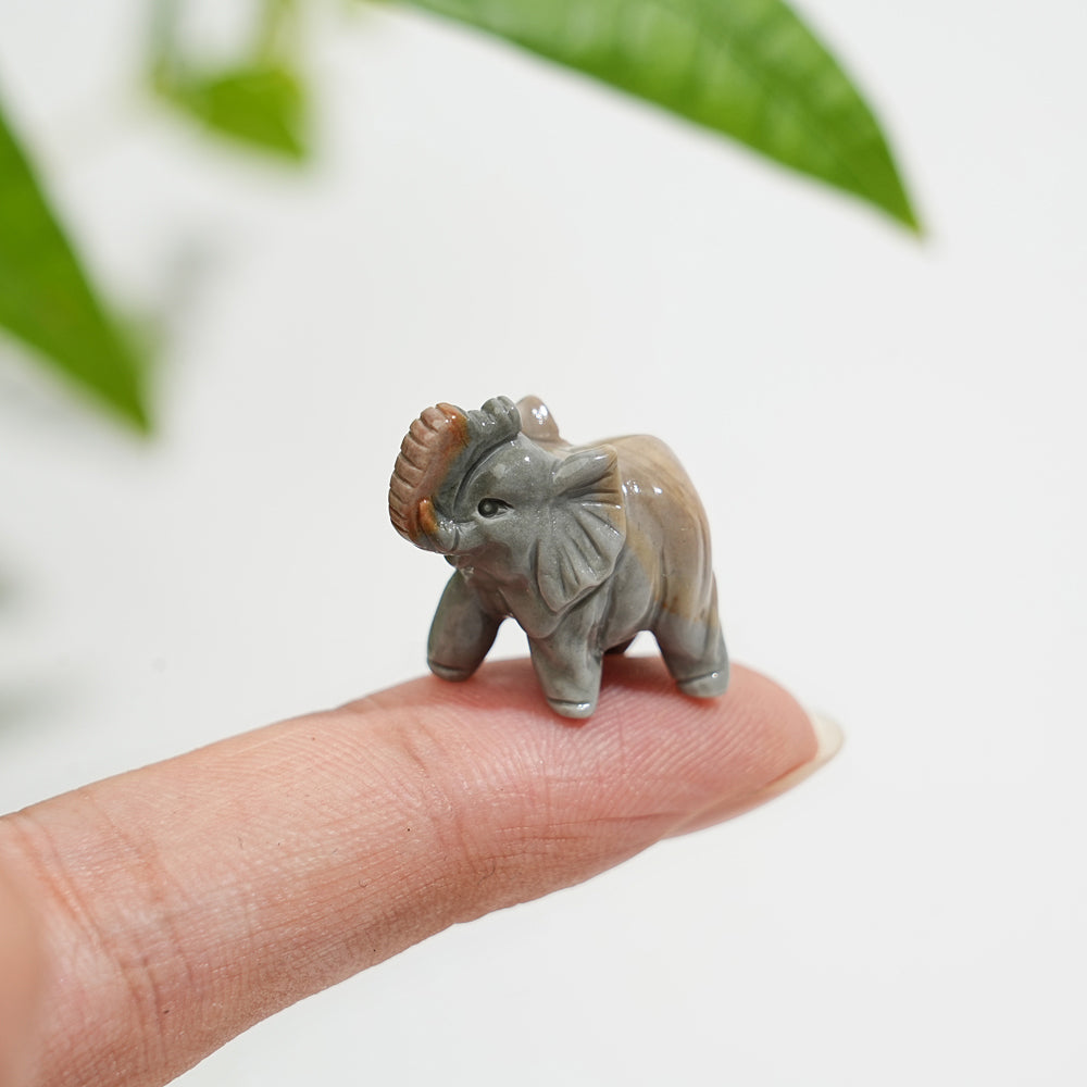 Natural Crystal Mini Alashan Agate Elephant Carving – KiKi Crystal