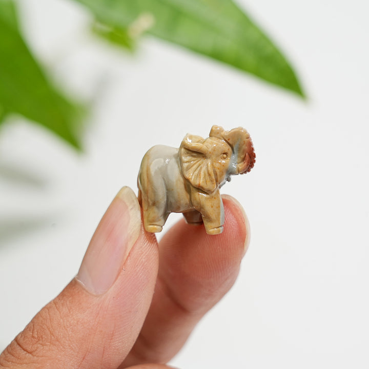 Natural Crystal Mini Alashan Agate Elephant Carving