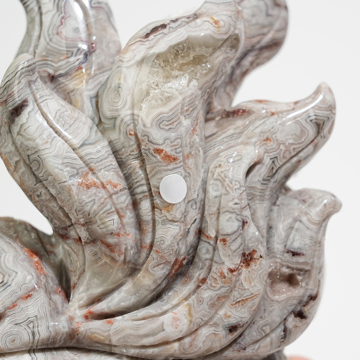 Unique,A Slightly Imperfect Natural Mexican Agate Nine-Tailed Fox Carving