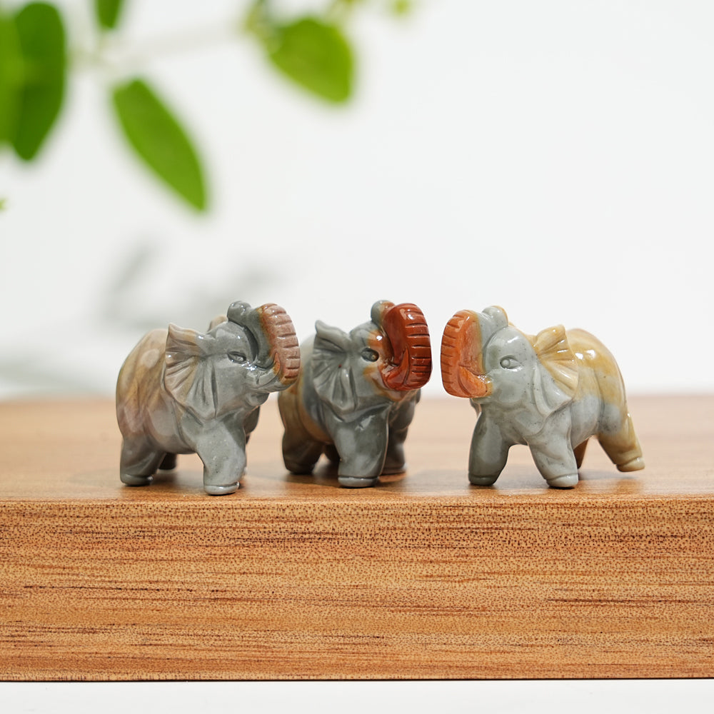 Natural Crystal Mini Alashan Agate Elephant Carving