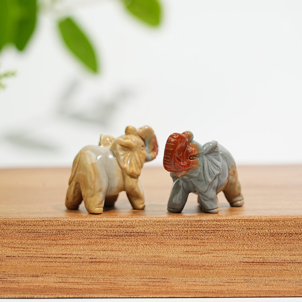 Natural Crystal Mini Alashan Agate Elephant Carving – KiKi Crystal