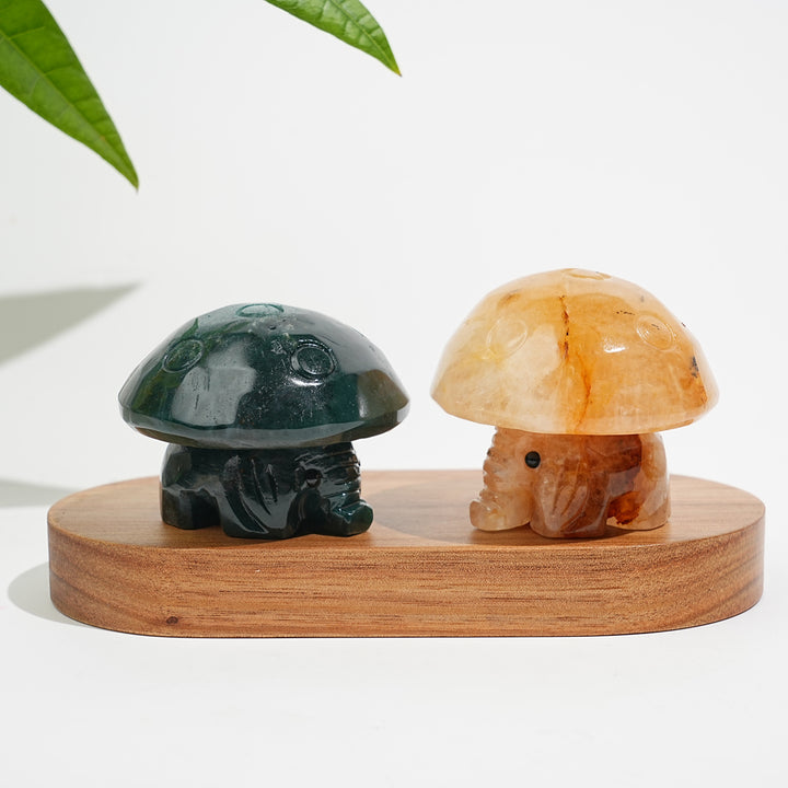 Natural Crystal Mushroom Elephant Carving