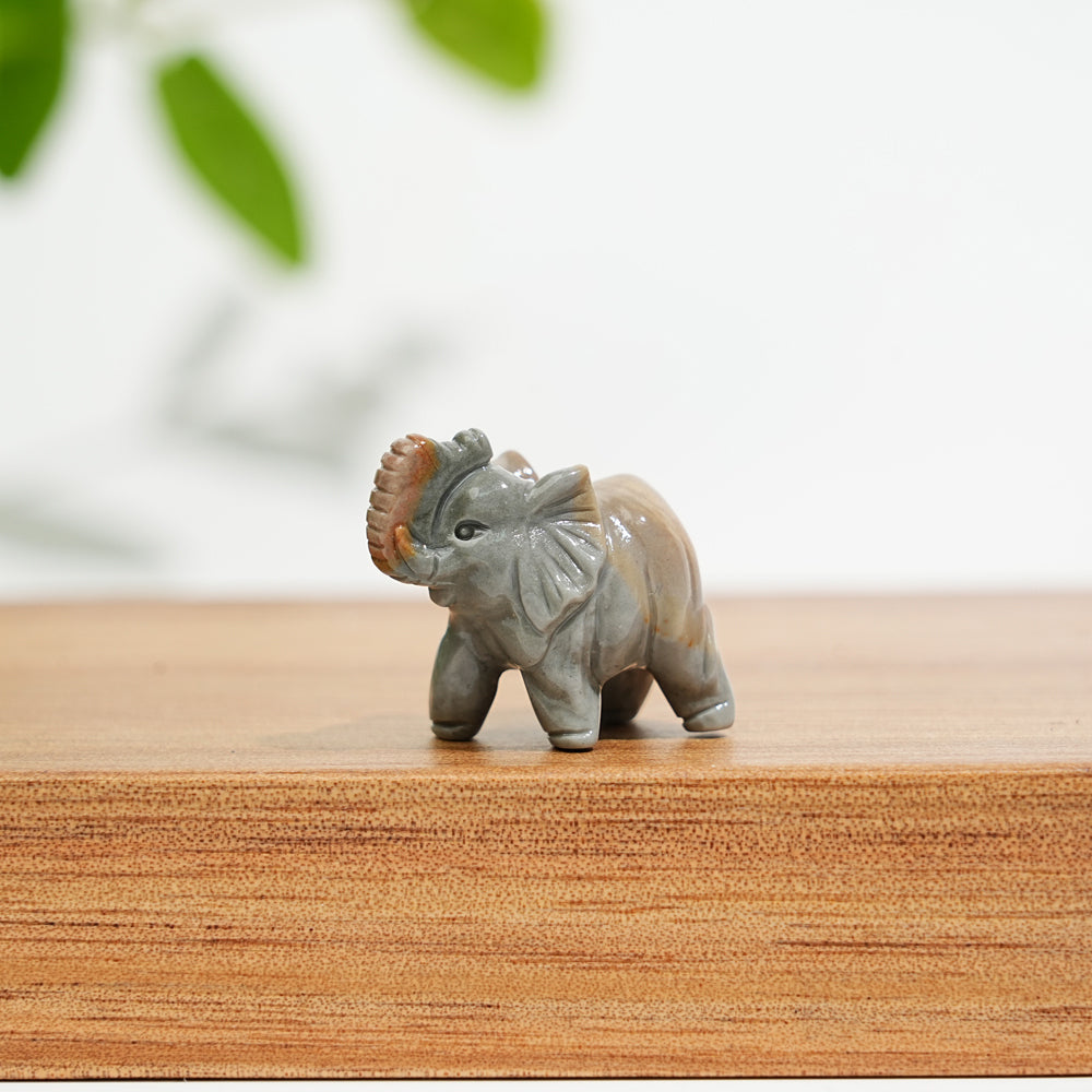 Natural Crystal Mini Alashan Agate Elephant Carving