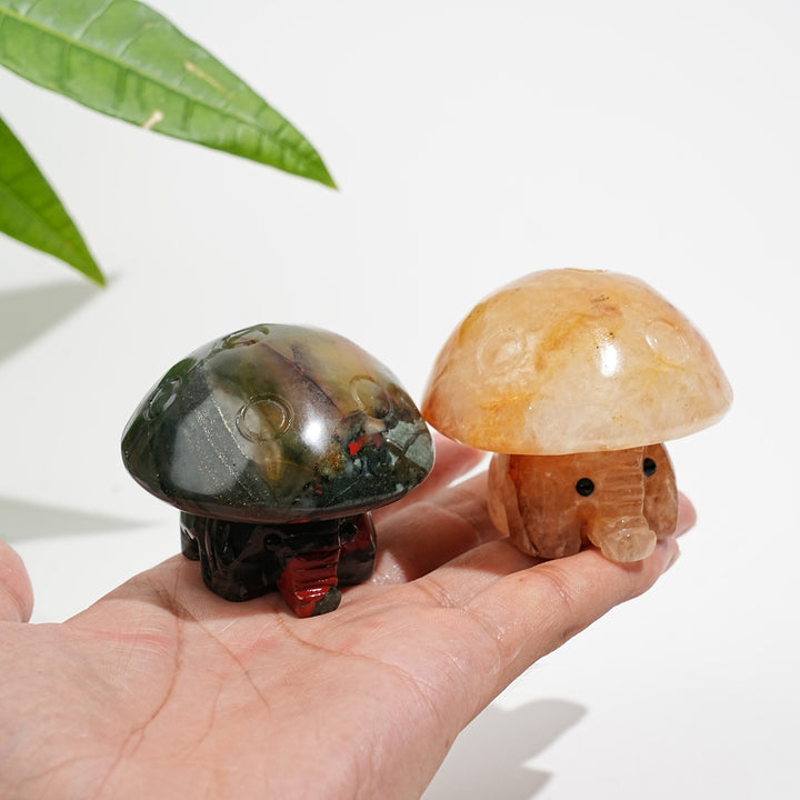 Natural Crystal Mushroom Elephant Carving