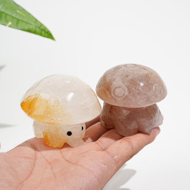 Natural Crystal Mushroom Elephant Carving
